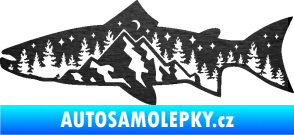 Samolepka Ryba 021 levá noční rybaření škrábaný kov černý