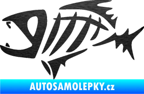 Samolepka Ryba kostra  007 levá škrábaný kov černý