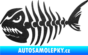 Samolepka Ryba kostra 004 levá škrábaný kov černý