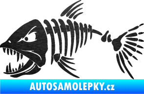 Samolepka Ryba kostra 005 levá škrábaný kov černý