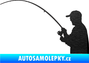 Samolepka Rybář 001 levá škrábaný kov černý