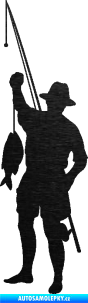 Samolepka Rybář 012 levá škrábaný kov černý