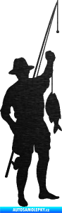 Samolepka Rybář 012 pravá škrábaný kov černý