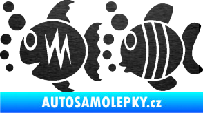 Samolepka Rybičky páreček levá škrábaný kov černý
