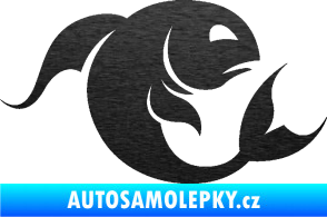 Samolepka Ryby 002 pravá škrábaný kov černý
