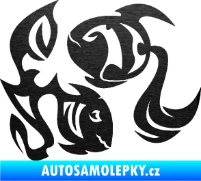 Samolepka Ryby 003 levá škrábaný kov černý