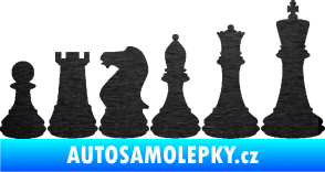 Samolepka Šachy 001 pravá škrábaný kov černý