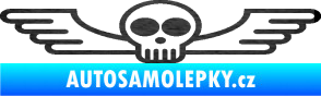 Samolepka Samolepka na zadní sklo 001 lebka s křídly škrábaný kov černý