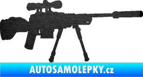 Samolepka Samopal 008 pravá škrábaný kov černý