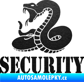 Samolepka Security hlídáno - levá had škrábaný kov černý