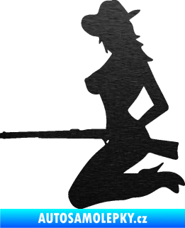 Samolepka Sexy country girl levá škrábaný kov černý