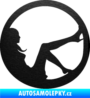 Samolepka Sexy lady 003 pravá v kruhu škrábaný kov černý