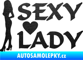 Samolepka Sexy lady nápis se ženou škrábaný kov černý