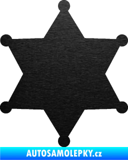 Samolepka Sheriff 002 hvězda škrábaný kov černý