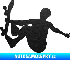 Samolepka Skateboard 008 levá škrábaný kov černý