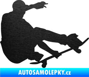 Samolepka Skateboard 009 pravá škrábaný kov černý