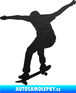 Samolepka Skateboard 011 levá škrábaný kov černý