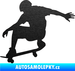 Samolepka Skateboard 012 levá škrábaný kov černý