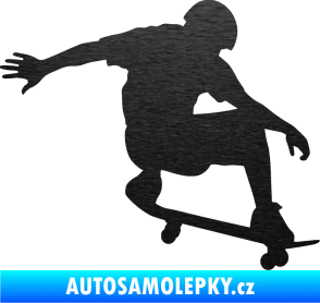 Samolepka Skateboard 012 pravá škrábaný kov černý