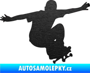 Samolepka Skateboard 014 pravá škrábaný kov černý