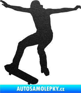 Samolepka Skateboard 017 levá škrábaný kov černý