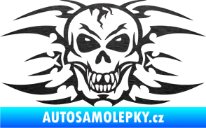 Samolepka Skeleton - lebka škrábaný kov černý