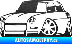 Samolepka Škoda 1000 karikatura levá škrábaný kov černý