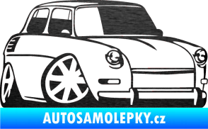 Samolepka Škoda 1000 karikatura pravá škrábaný kov černý