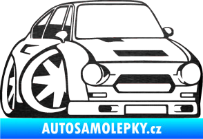 Samolepka Škoda 110r karikatura pravá škrábaný kov černý