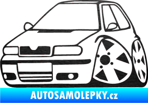 Samolepka Škoda Felicia karikatura levá škrábaný kov černý