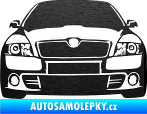 Samolepka Škoda Octavia 2 karikatura  škrábaný kov černý