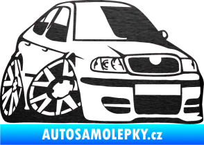 Samolepka Škoda Octavia karikatura pravá škrábaný kov černý