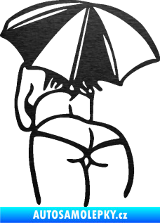 Samolepka Slečna s deštníkem levá škrábaný kov černý