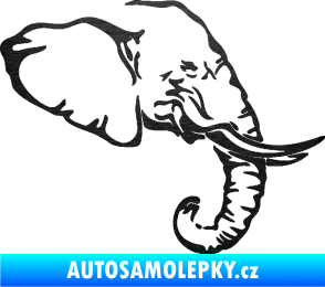 Samolepka Slon 030 pravá hlava škrábaný kov černý