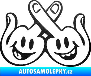 Samolepka Smajlíci f*ck levá škrábaný kov černý
