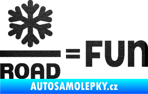 Samolepka Snow road fun nápis s vločkou škrábaný kov černý