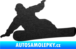 Samolepka Snowboard 001 levá škrábaný kov černý