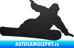 Samolepka Snowboard 001 pravá škrábaný kov černý