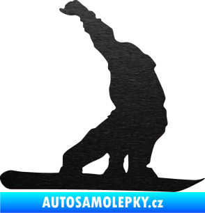 Samolepka Snowboard 011 pravá škrábaný kov černý