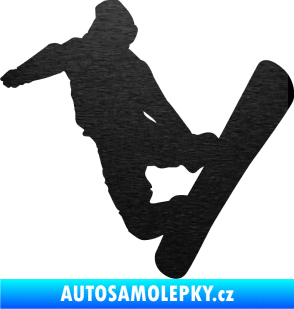 Samolepka Snowboard 020 levá škrábaný kov černý