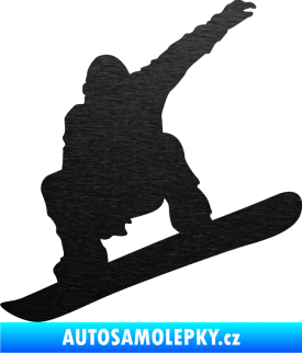 Samolepka Snowboard 021 levá škrábaný kov černý