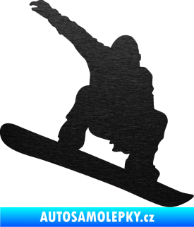 Samolepka Snowboard 021 pravá škrábaný kov černý