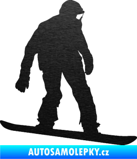 Samolepka Snowboard 027 pravá škrábaný kov černý