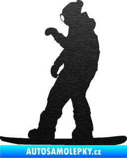 Samolepka Snowboard 028 levá škrábaný kov černý