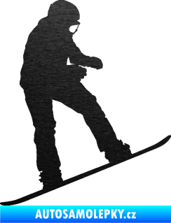 Samolepka Snowboard 030 pravá škrábaný kov černý