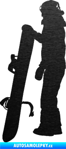 Samolepka Snowboard 032 levá škrábaný kov černý