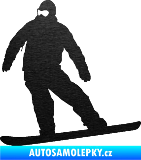Samolepka Snowboard 034 levá škrábaný kov černý