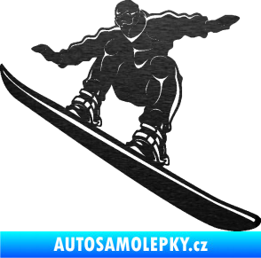 Samolepka Snowboard 038 levá škrábaný kov černý