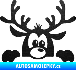 Samolepka Sob 002 pravá vykukuje škrábaný kov černý