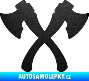 Samolepka Spojené sekery škrábaný kov černý